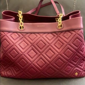 Tory Burch Maroon quilted shoulder bag